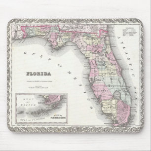 1855 Colton Karte von Florida Mousepad