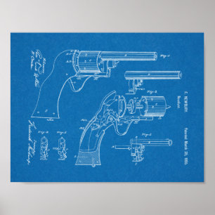 1855 Gun Revolver Patent Art Zeichnend Print Poster