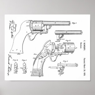 1855 Gun Revolver Patent Art Zeichnend Print Poster