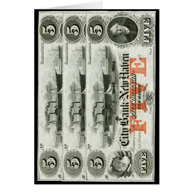 1855 New Haven Five Dollar Note (Vorne)