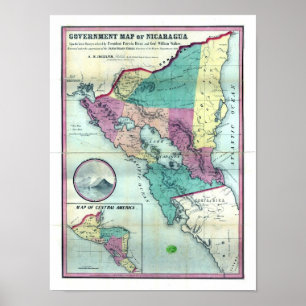 1856 Government Map of Nicaragua by A.H. Jocelyn Poster
