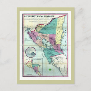 1856 Government Map of Nicaragua by A.H. Jocelyn Postkarte