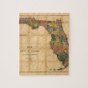 1856 Karte des Staat Florida durch Kolumbus Gezeic Puzzle