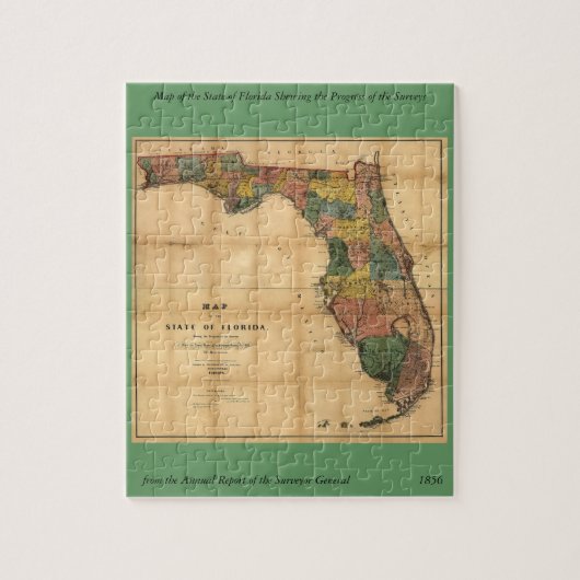 1856 Karte des Staat Florida durch Kolumbus Gezeic Puzzle (Vertikal)