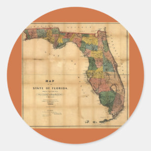 1856 Karte des Staat Florida durch Kolumbus Gezeic Runder Aufkleber