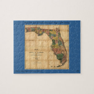 1856 Karte des Staates Florida von Columbus Drew Puzzle