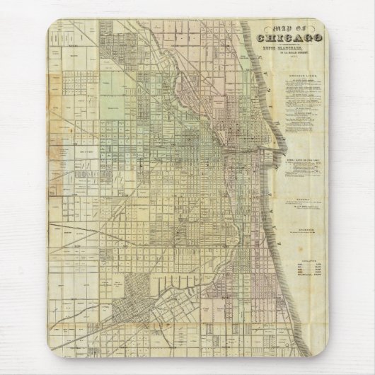 1857 Karte von Chicago Illinois Mousepad (Vorne)