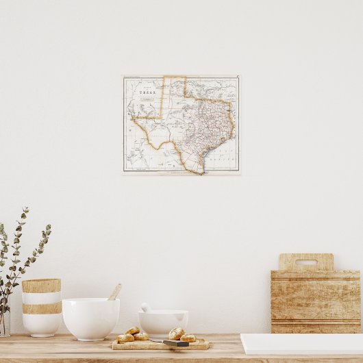 1857 Texas Map Poster (Küche)