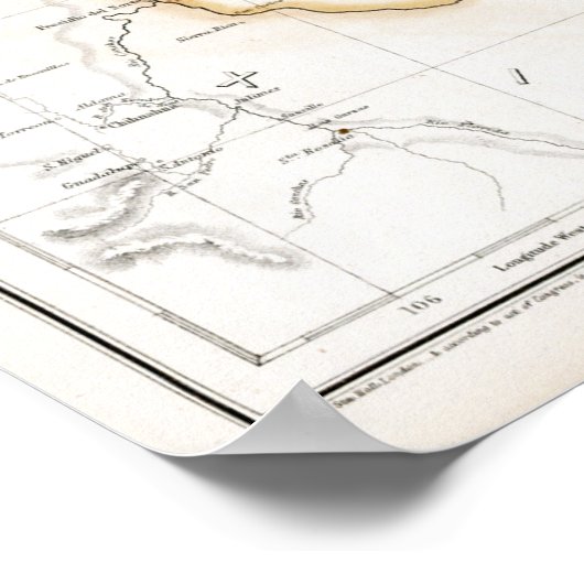 1857 Texas Map Poster (Ecke)