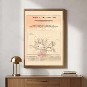 1858 Everest-Vermessungskarte — Moderne Fine Art Poster