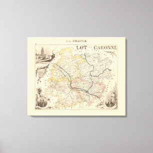 1858 Karte des Departements Lot et Garonne, Frankr Leinwanddruck