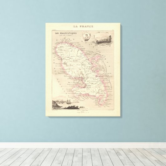 1858 Karte des Departements Martinique, France Pos Leinwanddruck (Insitu (Holzboden))