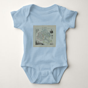 1858 Karte von Ariege Abteilung, Frankreich Baby Strampler
