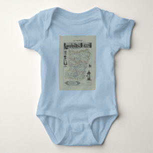 1858 Karte von Mayenne-Abteilung, Frankreich Baby Strampler