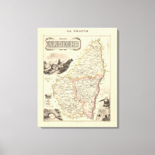 1858 Map of Ardeche Department, France Poster Leinwanddruck