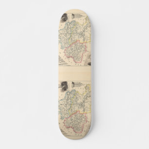 1858 Map of Ariege Department, Frankreich Skateboard