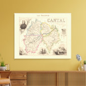 1858 Map of Cantal Department, France Poster Leinwanddruck (Insitu (Wohnzimmer))