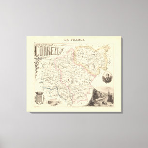 1858 Map of Correze Department, France Poster Leinwanddruck