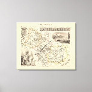 1858 Map of Loir et Cher Department, France Poster Leinwanddruck