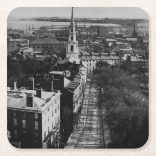 1859: Eine Ansicht von Boston vom Staats-Haus Rechteckiger Pappuntersetzer