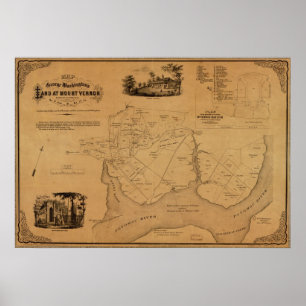 1859 Karten-Washingtons Land beim Mount Vernon, Poster