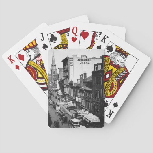 1859:  Verkehr und Geschäfte auf Washington-Straße Spielkarten (Rückseite)