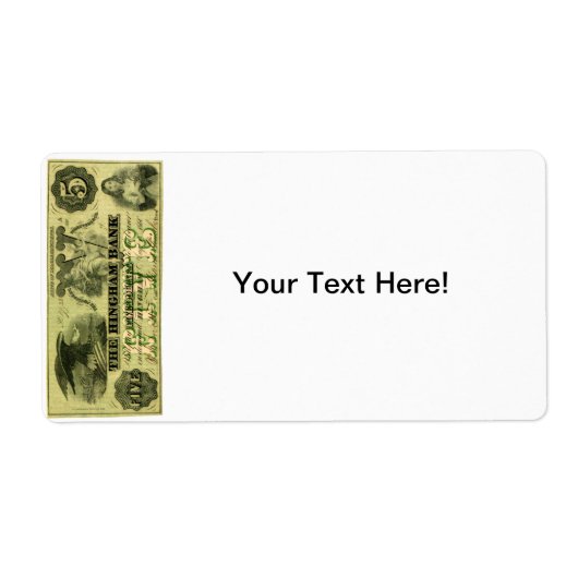 1860 Hingham Massachusetts 5 Dollar Note (Vorne)