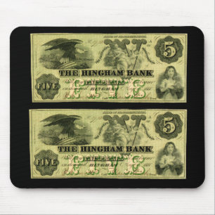 1860 Hingham Massachusetts 5 Dollar Note Mousepad