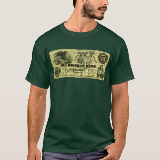 1860 Hingham Massachusetts 5 Dollar Note T-Shirt (Vorderseite)