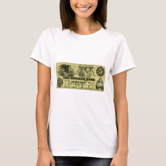 1860 Hingham Massachusetts 5 Dollar Note T-Shirt (Vorderseite)