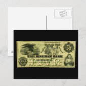 1860 Hingham Massachusetts Fünf-Dollar-Note Postkarte (Vorne/Hinten)