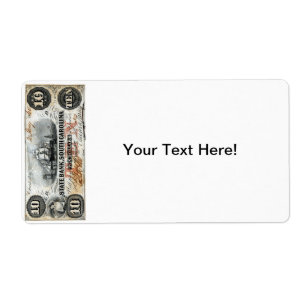 1860 South Carolina Zehn Dollar Note