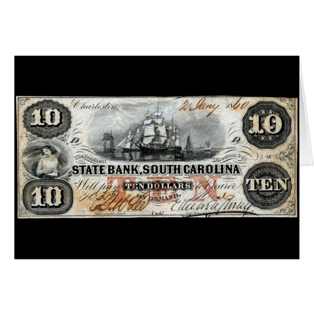 1860 South Carolina Zehn Dollar Note (Vorderseite (Horizontal))