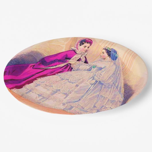 1861 Brautkleid Pappteller (Schrägansicht)