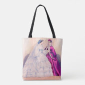 1861 Französische Modeplatte Hochzeitskleid Tasche (Rückseite)