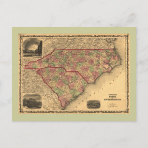 1861 North Carolina und South Carolina Karte