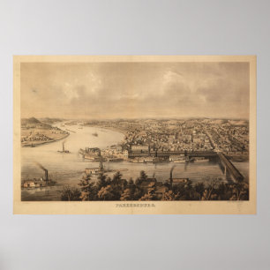 1861 Parkersburg, das Augen-Ansicht-panoramische Poster