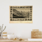 1861 Virginia City NV Birds Eye Panoramablick Kart Poster (Küche)