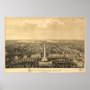 1862 Baltimore, MD Bird's Eye View Panoramic Karte Poster