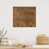 1862 Karte von Texas Poster (Küche)