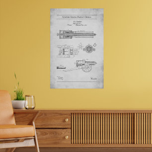 1862 US-Patent 36836 - Gatling Gun Poster
