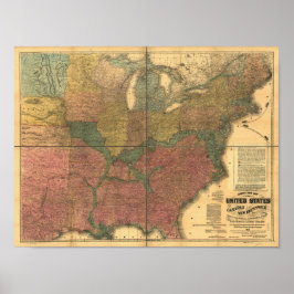 1863 Rail & Zivil War Map der USA und Kanadas Poster