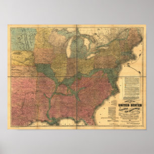 1863 Rail & Zivil War Map der USA und Kanadas Poster