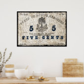 1863 South Carolina 5 Cent Hinweis Poster (Küche)