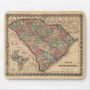 1865 South Carolina Karte Mousepad