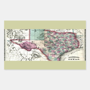 1866 Antiquarian Map of Texas by Schönberg & Co. Rechteckiger Aufkleber