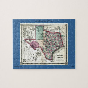 1866 Antiquitätenkarte von Texas von Schönberg & C Puzzle