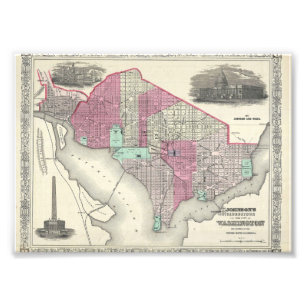 1866 Johnson-Karte von Washington D.C. Fotodruck