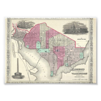 1866 Johnson-Karte von Washington D.C. Fotodruck