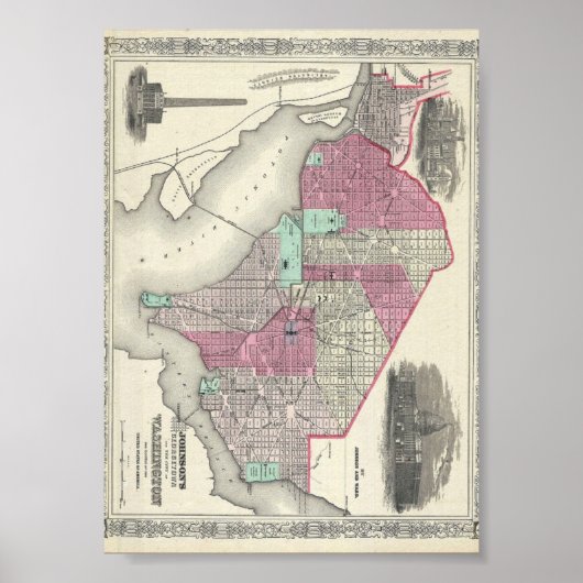 1866 Johnson Map of Washington D.C. Poster (Vorne)